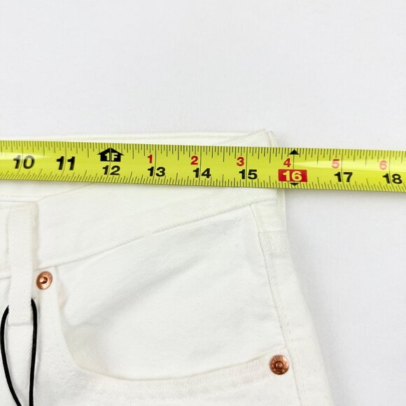 Levis 501 Women Original Straight Button White Denim Crop Jeans 29x26 Cotton NWT - Picture 9 of 14